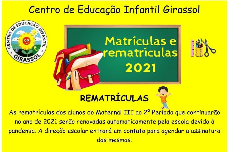 Matrículas e rematrículas da Educação Infantil
