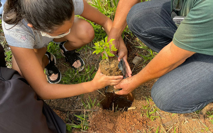 Catequizandos de Ibertioga participam do projeto "Plantando o Amanhã"