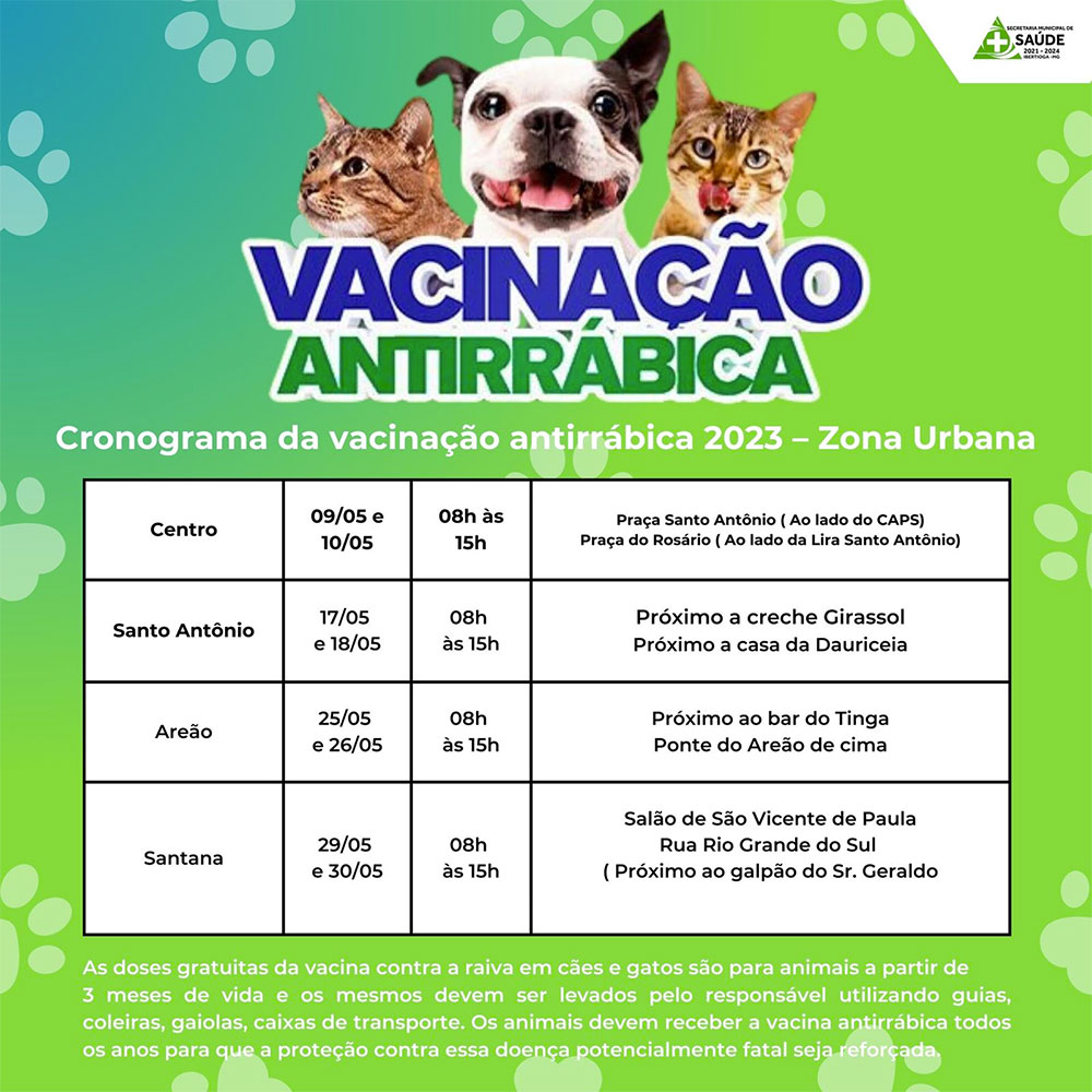 Vacinação Antirrabic 2023 - ibertioga - MG